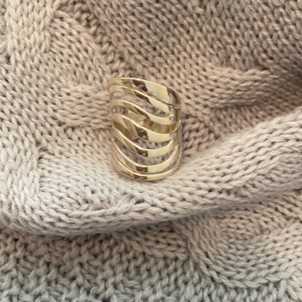 Sterling Silver .925  Long Wavy Band Ring